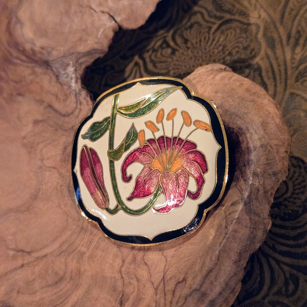 Vintage 80's Cloisonne Scarf Accessory - Picture 5 of 5